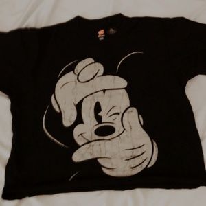 Black Disney Mickey Mouse Cropped Shirt